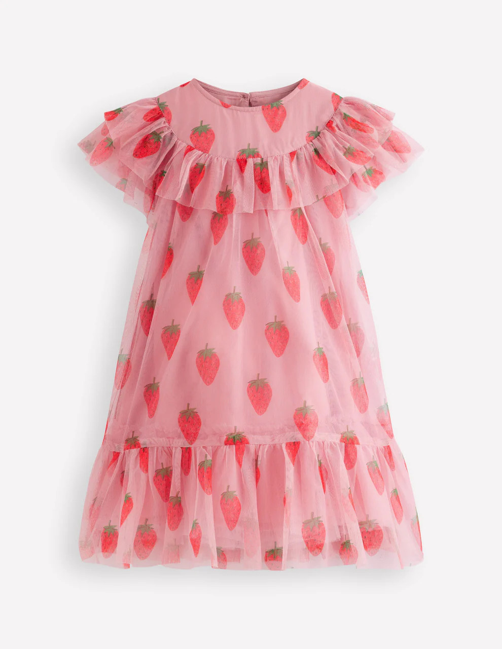 Printed Tulle Dress-Vintage Pink Strawberry Stamp | Boden (US)