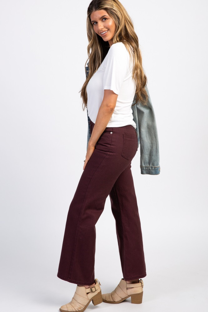 Plum Cropped Wide Leg Jeans | PinkBlush Maternity