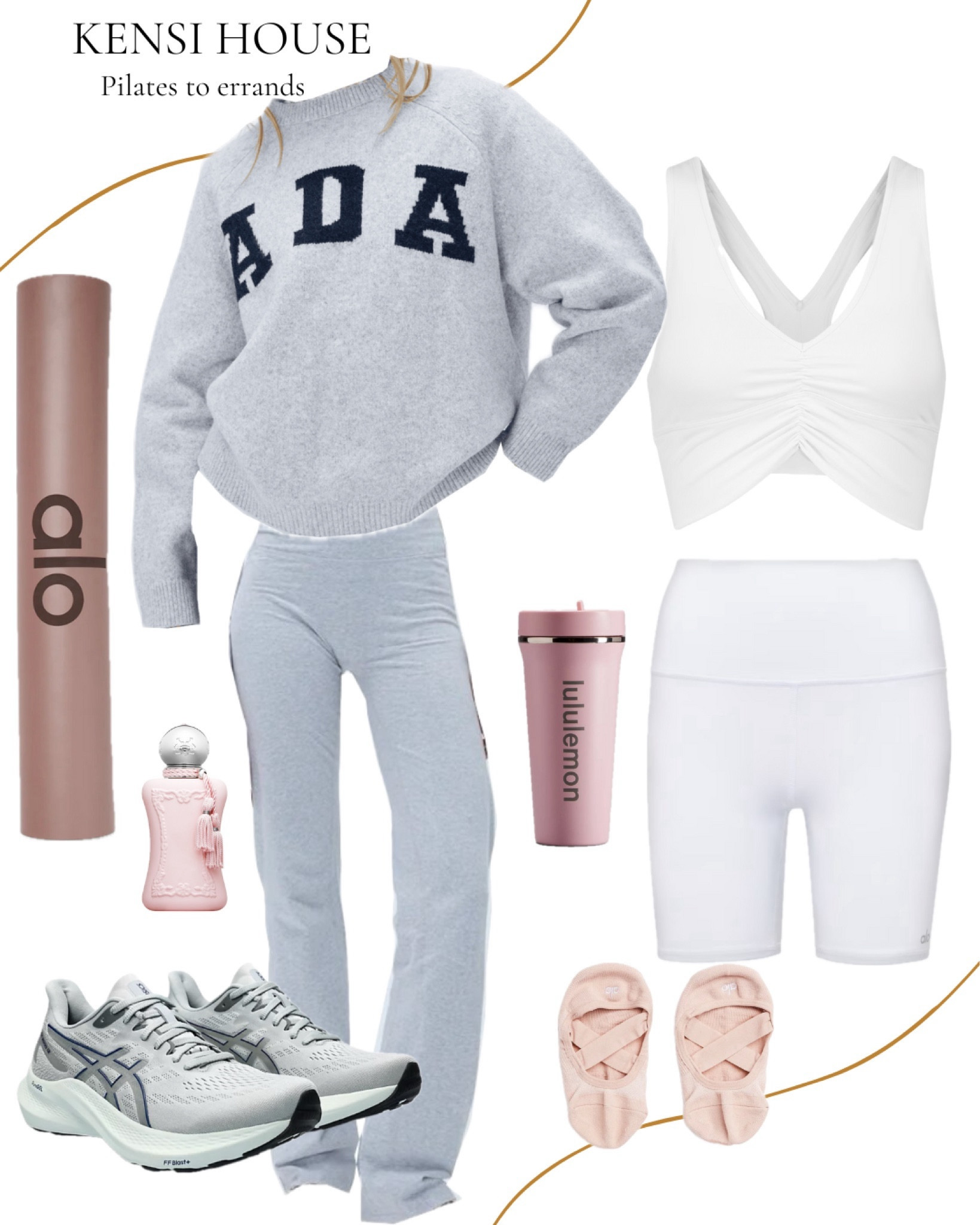 Pink(ich) Pilates princess outfit
Pilates to running errands outfit 
Adanola sweater, adanola yoga pants, alo sports bra, alo shorts, acics trainers, 

#LTKstyletip #LTKSeasonal #LTKfitness