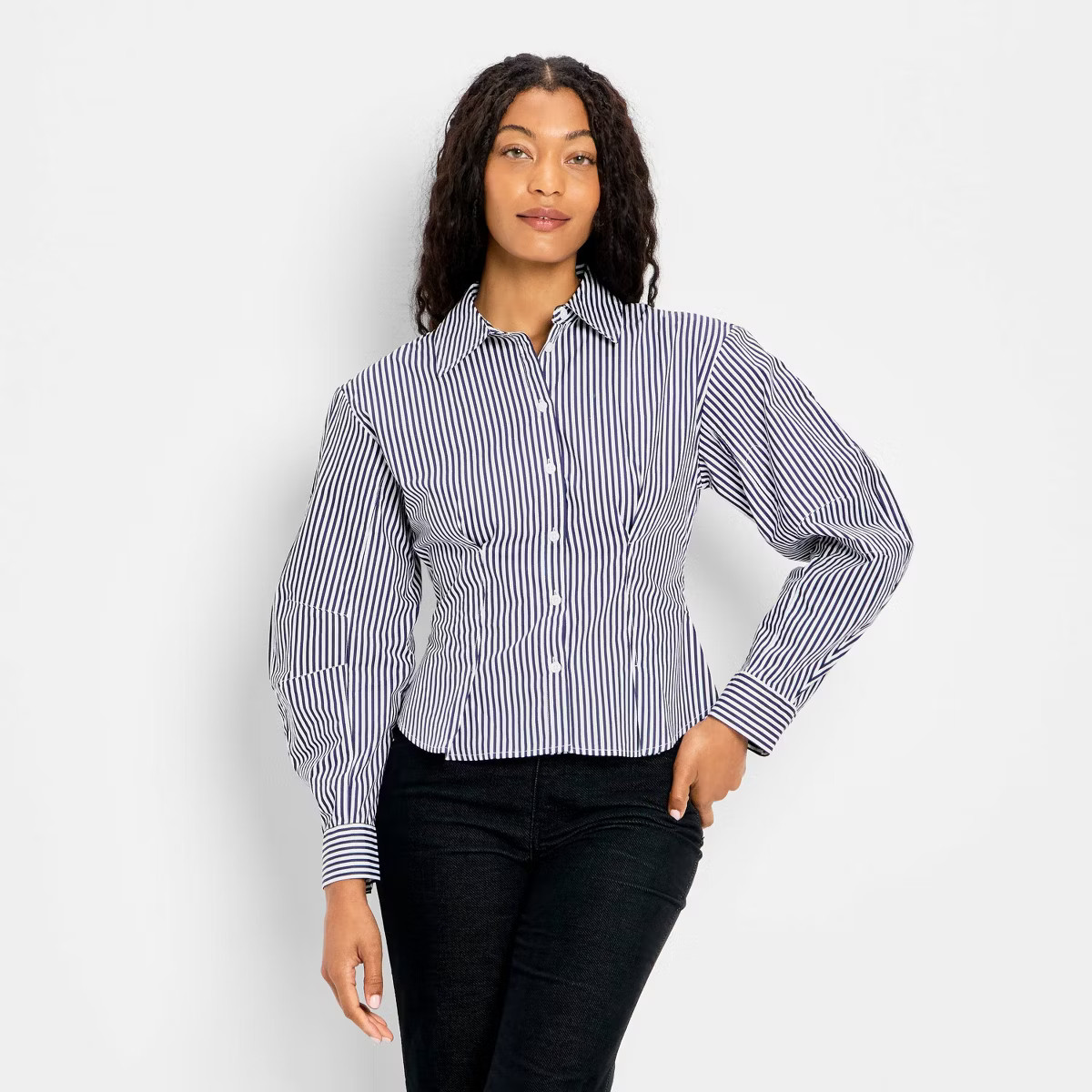 Women's Barrel Long Sleeve Collared Button-Down Shirt - Future Collective | Target