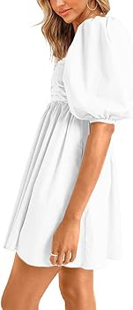 Ebifin Womens Square Neck Dresses Half Puff Sleeve High Waist A-Line Casual Backless Smocked Shor... | Amazon (US)