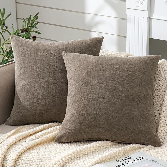 GAWAMAY Decorative Throw Pillow Covers 16x16 Inch Set of 2, Super Soft Chenille Square Pillows Fa... | Amazon (US)