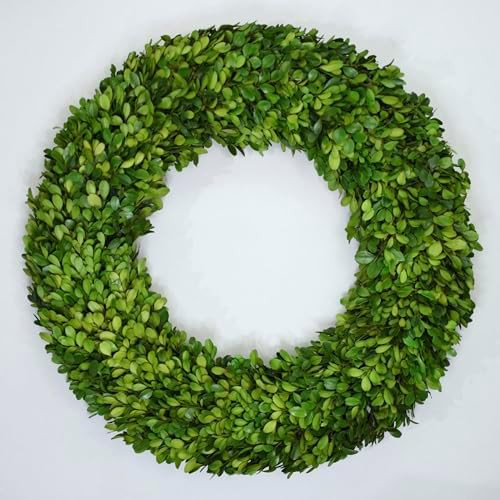 Preserved Boxwood Wreath 24 Inch Oversized – Real Greenery Spring Summer & Year-Round Indoor D... | Amazon (US)