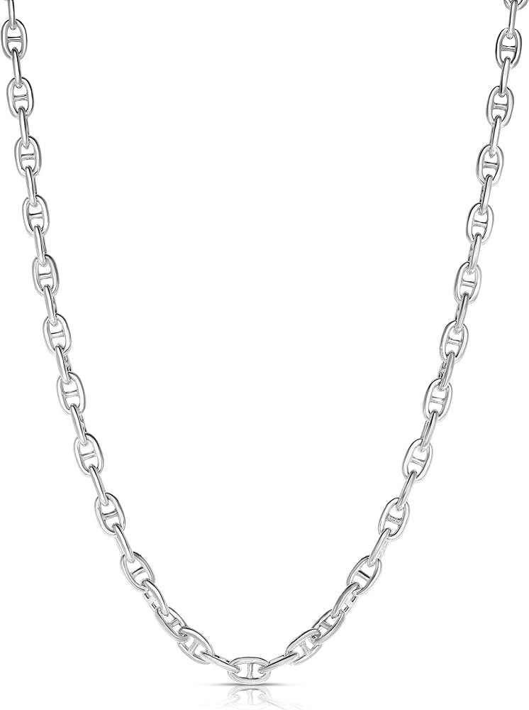 Savlano 925 Sterling Silver Hollow Mariner Anchor Link Chain Necklace for Women & Men Comes with ... | Amazon (US)