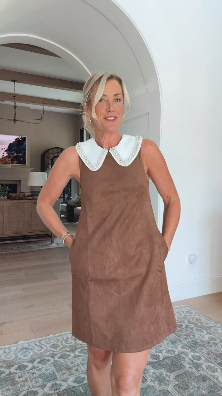 How stinking cute is this suede dress?! The collar detail is so fun!
Dress: xs

#LTKootd #LTKSeasonal #LTKOver40