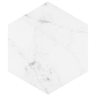 Merola Tile Classico Carrara Hexagon 7 in. x 8 in. Porcelain Floor and Wall Tile (7.67 sq. ft. / ... | The Home Depot