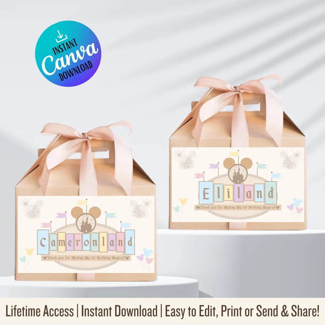 Printable Birthday Gable Box Label: Disneyland Party Favor (PDF) - Etsy | Etsy (US)