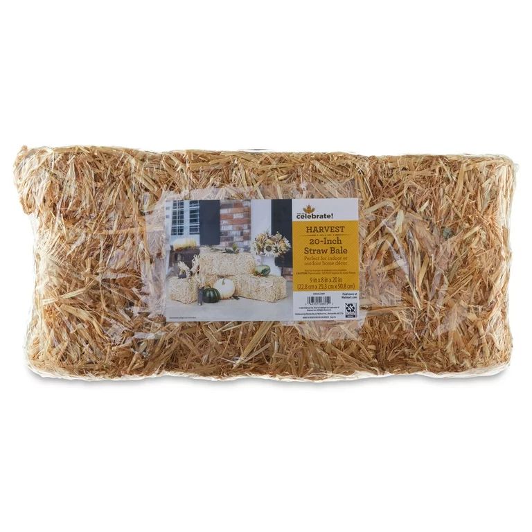 Harvest 20-inch Decorative Natural Straw Bale, Way to Celebrate | Walmart (US)