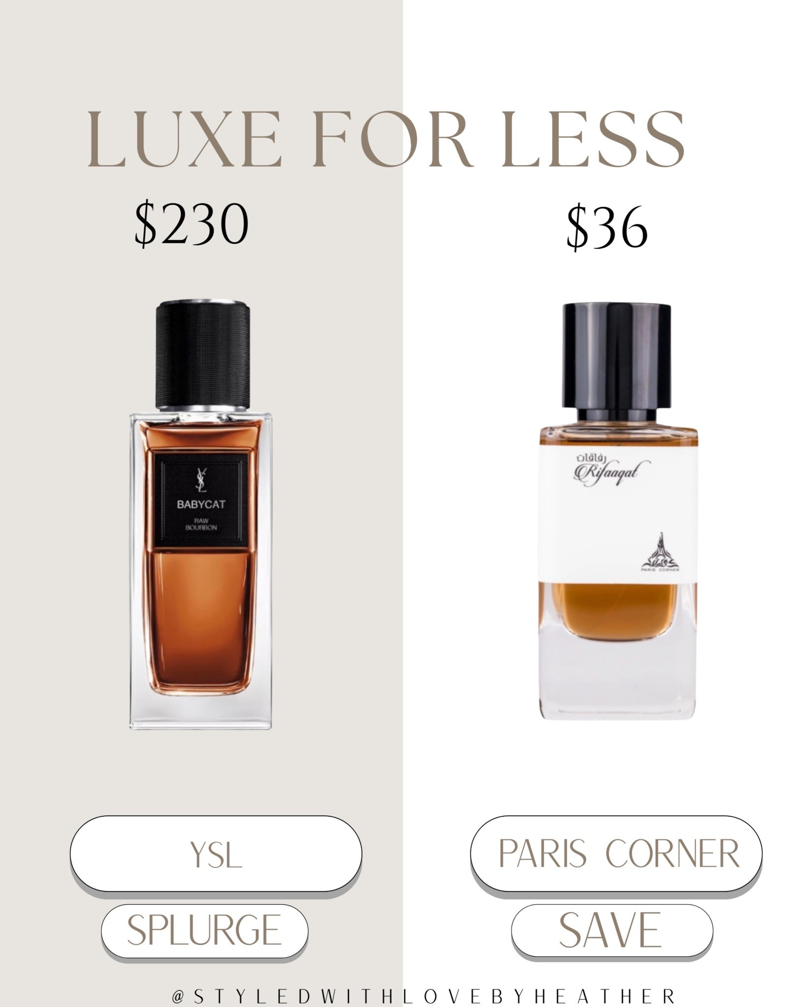 ✨ Luxe for Less: The Viral Vanilla Bourbon ✨

Love the rich warmth of a luxury vanilla bourbon fragrance but not the $200+ price tag? 👀 This affordable find gives the same cozy, spicy-sweet depth and creamy vanilla vibe for a fraction of the price.

Smooth, warm, and perfect for nights out or cooler weather — that expensive-smelling scent without the splurge.

Shop the Splurge vs. Save on my LTK ✨  

 #LTKstorytime #LTKSaleAlert #LTKBeauty