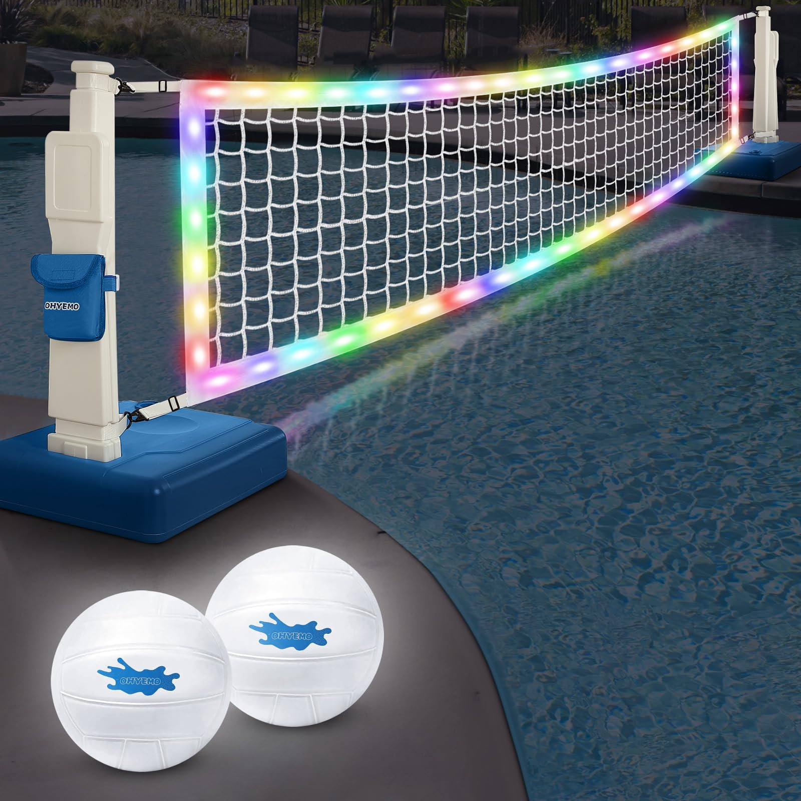 LED Pool Volleyball Net Set, Light Up Pool Volleyball Game Set with 2 LED Water Balls, Adjustable... | Amazon (US)