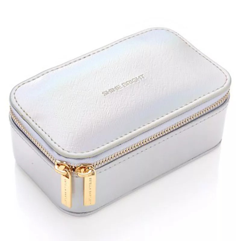 Estella Bartlett Iridescent Shine Bright Zipped Jewellery Box, Silver | John Lewis (UK)