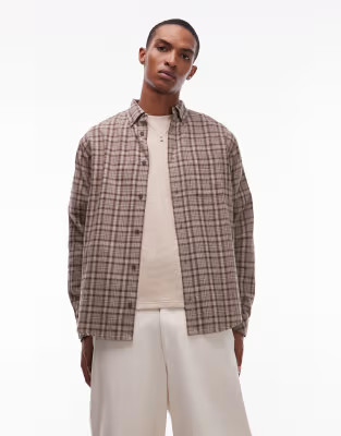 Element button down regular fit flannel check shirt in light brown | ASOS | ASOS (Global)