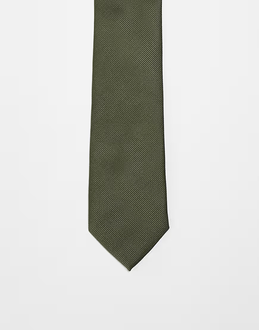 ASOS DESIGN tie in khaki-Green | ASOS (Global)