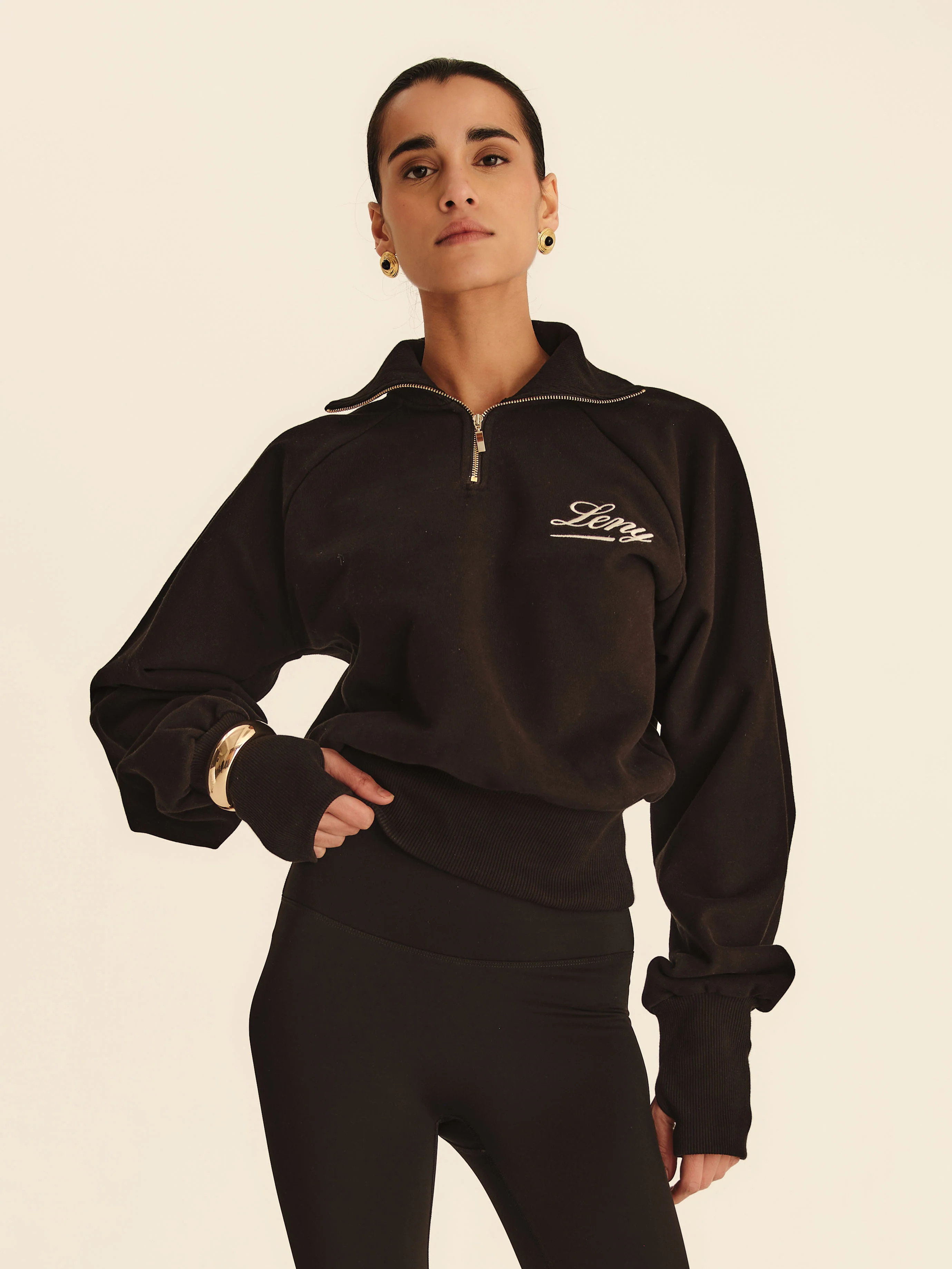 90’s Cropped Quarter-Zip - Jet | Leny Clo (Global)