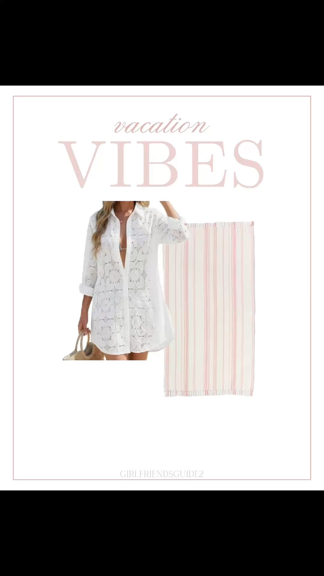 White eyelet blouse style beach cover up and oversized pink striped beach towel.

#beach #coverup #towel #vacation

#LTKSeasonal #LTKSaleAlert #LTKTravel