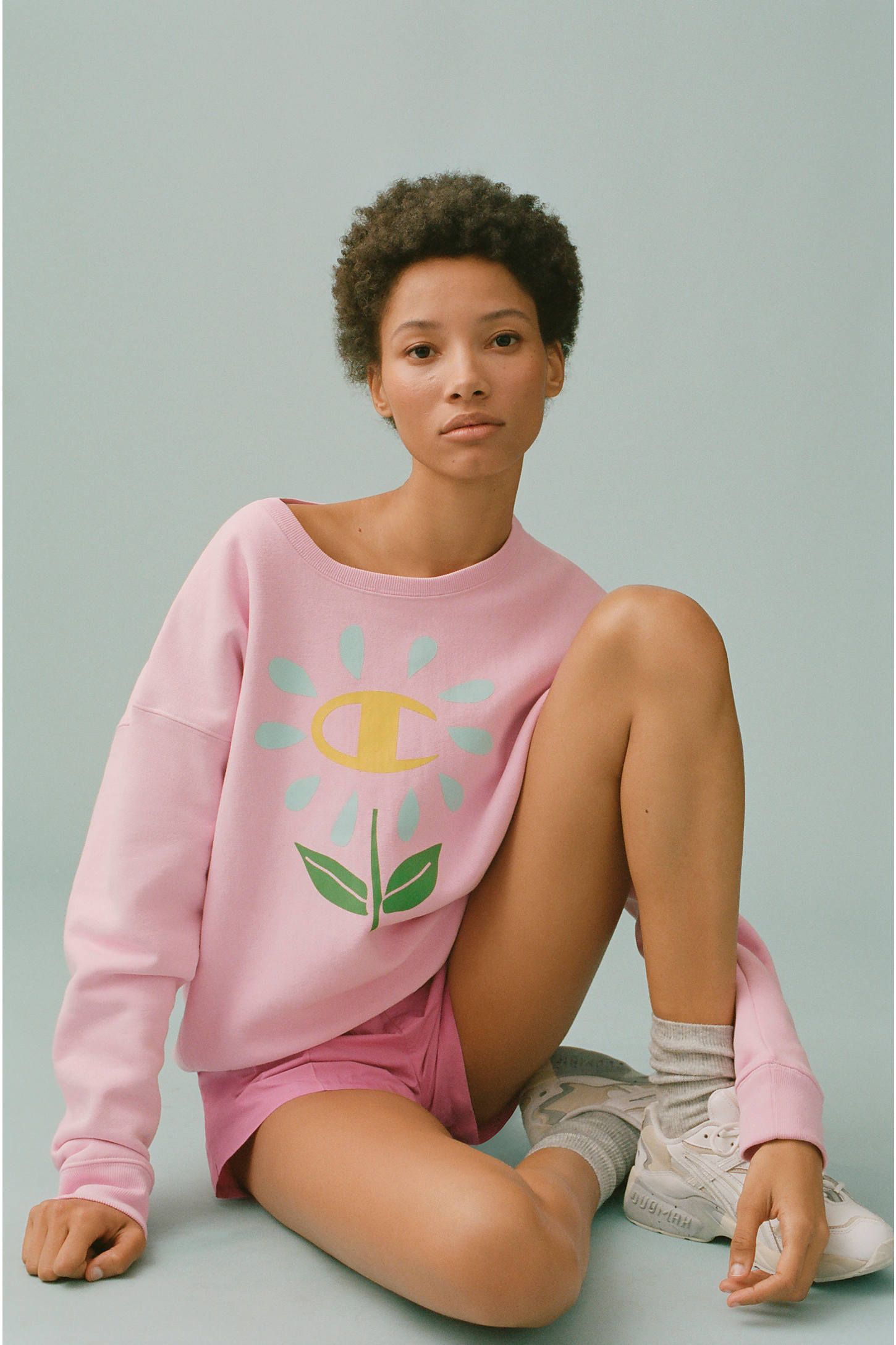 Champion X Susan Alexandra UO Exclusive Flower Crew Neck Sweatshirt | Urban Outfitters (US and RoW)