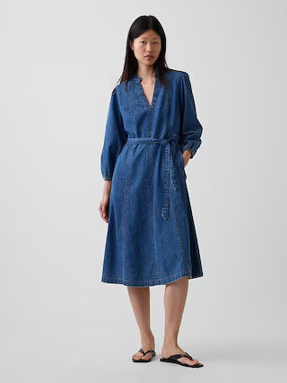 Denim Tie-Belt Midi Dress | Gap (US)
