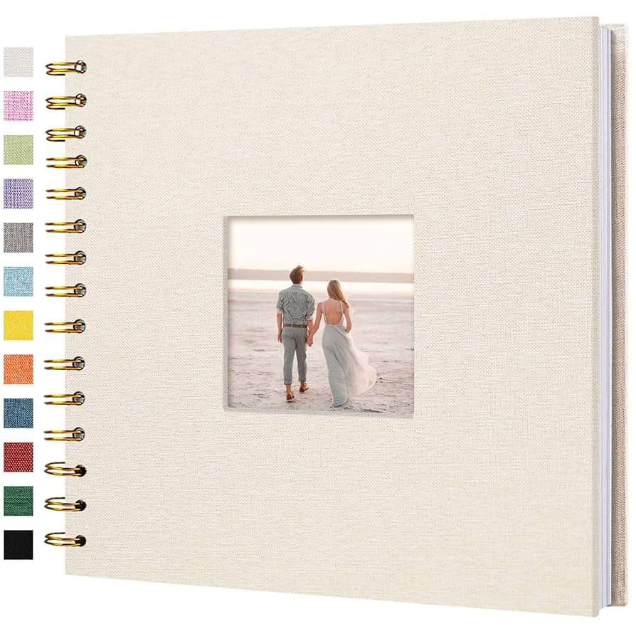 8 x 8 Inch Scrapbook Photo Album Linen Cover, Hardcover Kraft White Pages Memory Book, for Travel... | Amazon (US)