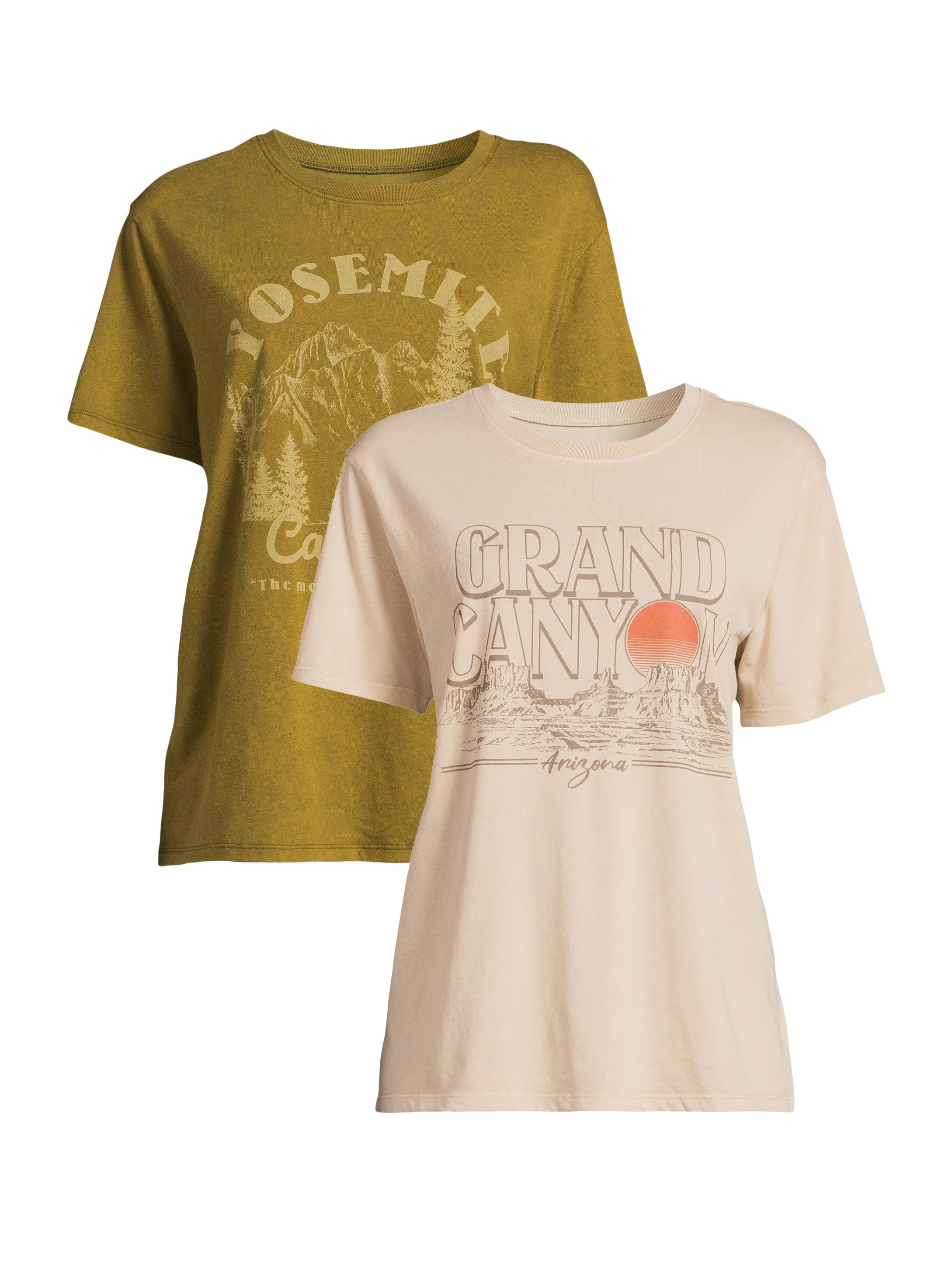 Time and Tru Women's National Park Graphic Tees, 2-Pack Sizes XS-XXXL | Walmart (US)