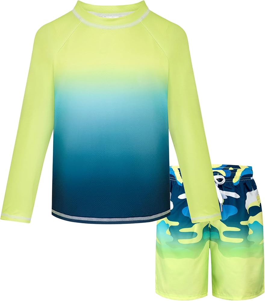 Amazon.com: Belovance Boys Two Piece Rash Guard Swim Set Kids Long Sleeve Bathing Suit Swimwear S... | Amazon (US)