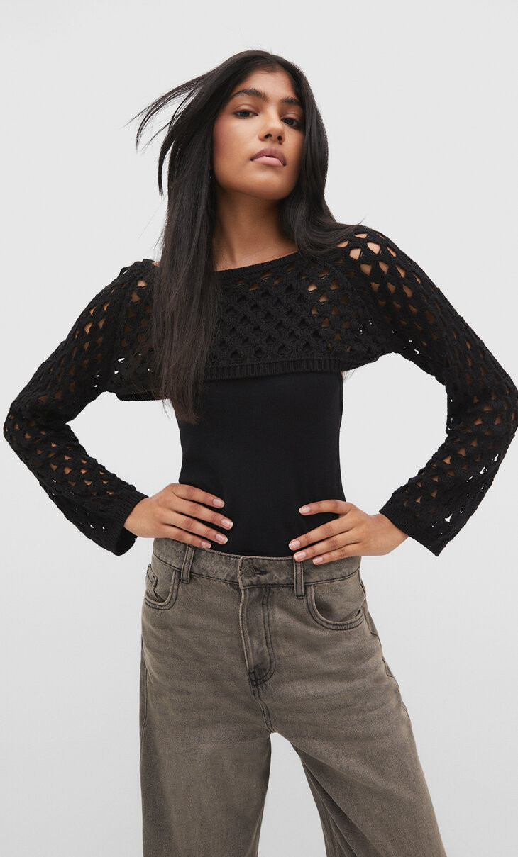 Openwork super crop sweater | Stradivarius (UK)