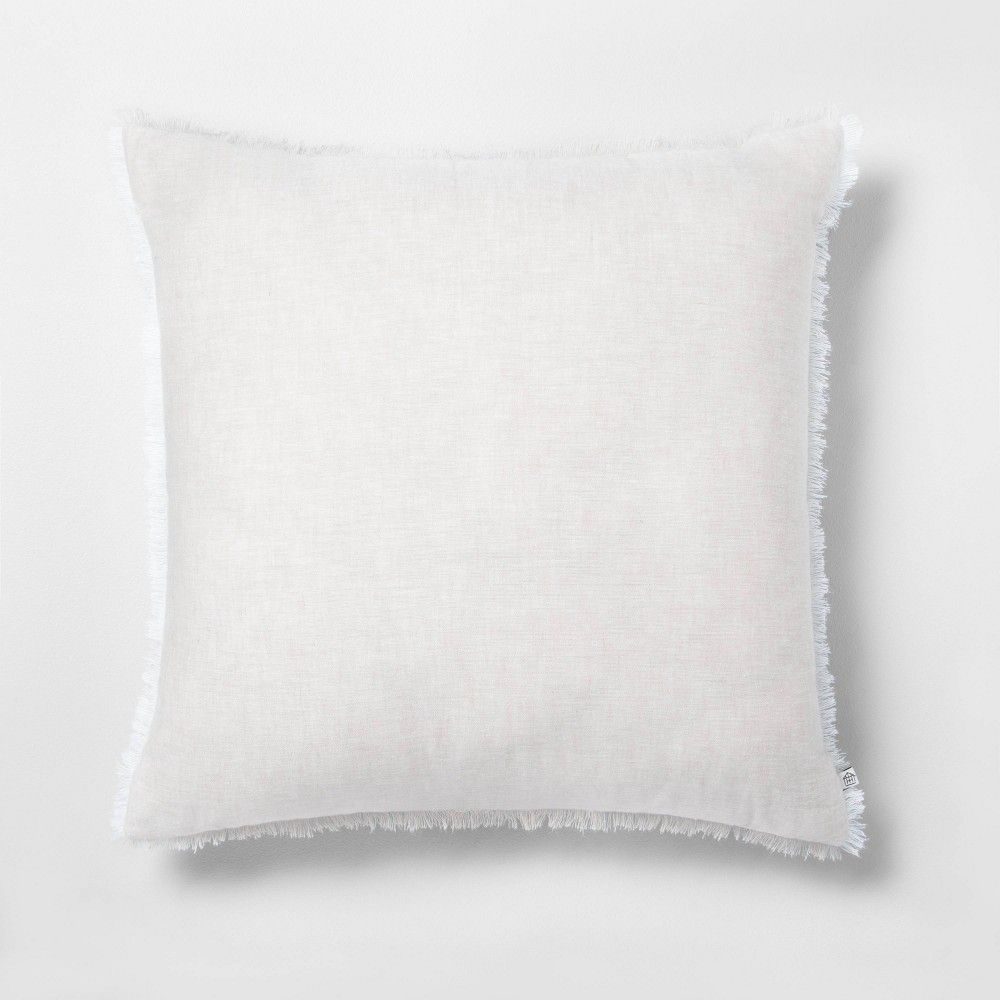 22"" x 22"" Raw Edge Cross Dyed Throw Pillow Taupe - Hearth & Hand with Magnolia | Target