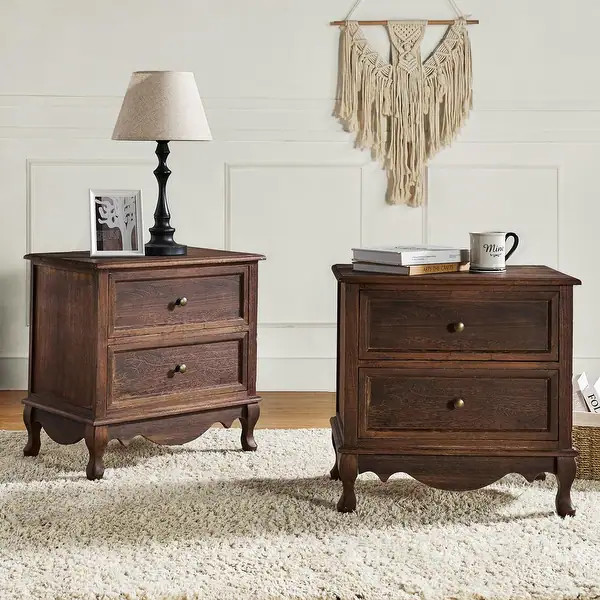Pallantium 24'' Tall 2 - Drawer Nightstand with Charging Station Space Set of 2 by HULALA HOME - ... | Bed Bath & Beyond