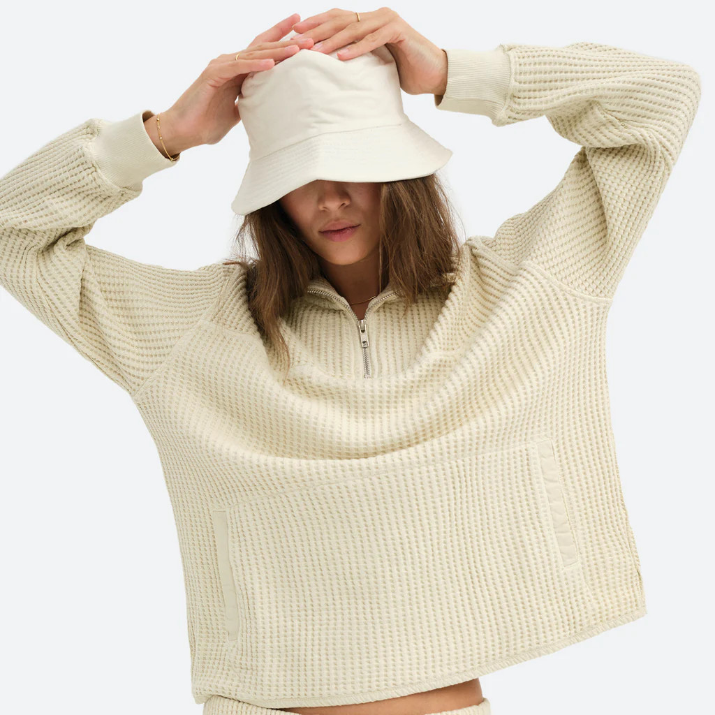 Organic Waffle Half Zip Sweatshirt | MATE The Label