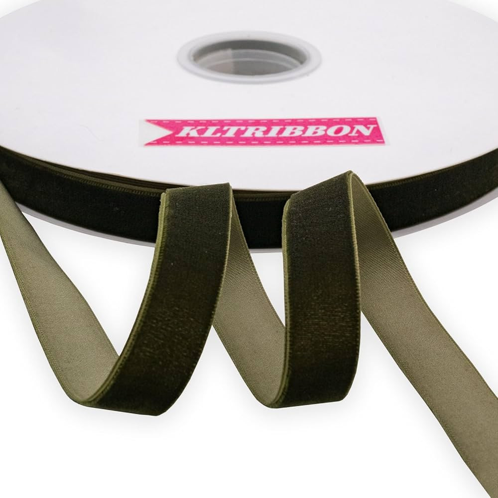 Nylon Velvet Ribbon Single Faced,5/8 Inch X 25Yards Spool (Moss Green) | Amazon (US)