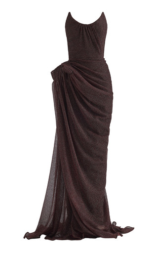 Lexicon Draped Metallic-Knit Gown | Moda Operandi (Global)