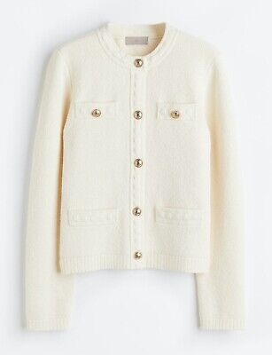 H&M Textured Knit Cardigan Cream Size S BNWT POPULAR! Bloggers Favorite!! | eBay UK