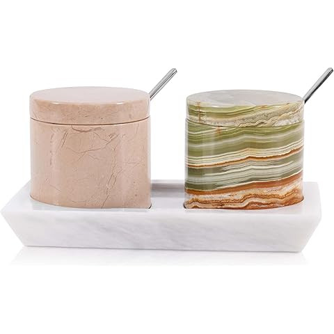 Marble Salt Cellar with Lid 3" Inch Green Onyx and Verona Salt Holder - Ideal Sugar, Salt and Pep... | Amazon (US)