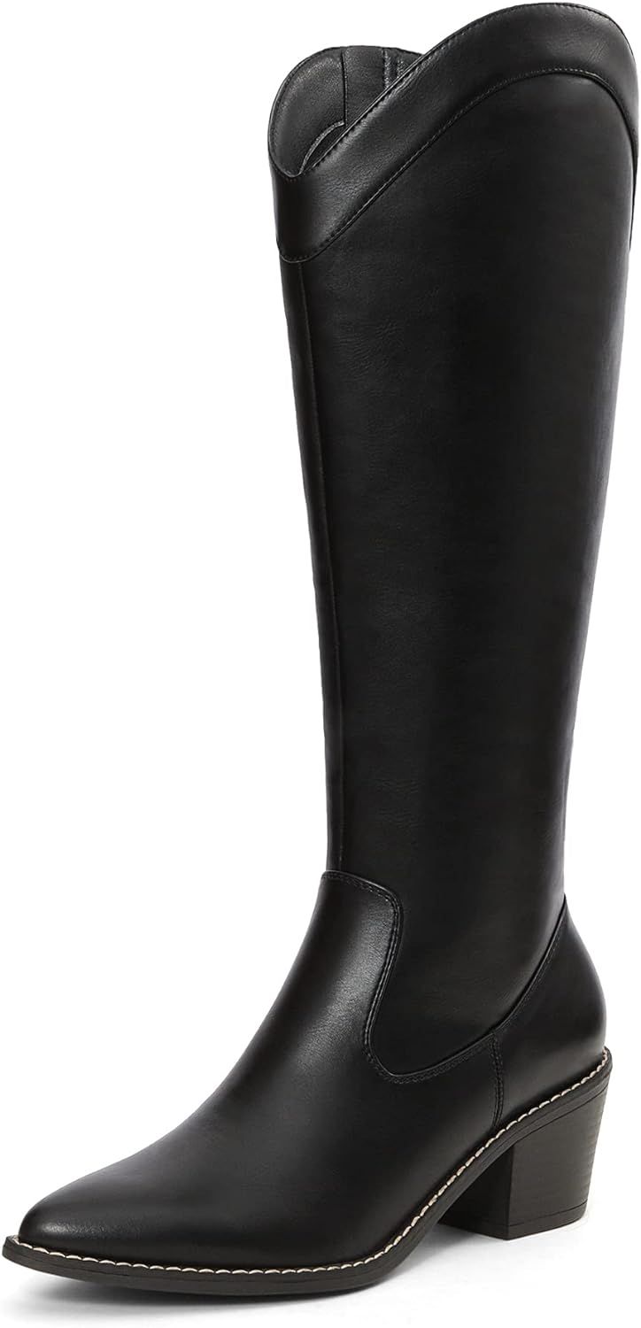 Amazon.com | DREAM PAIRS Women's Dkb212 Riding Cowgirl Western Fall Pointed Toe Knee High Boots, ... | Amazon (US)
