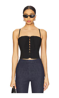 GUIZIO Scallop Lace Up Corset in Black from Revolve.com | Revolve Clothing (Global)