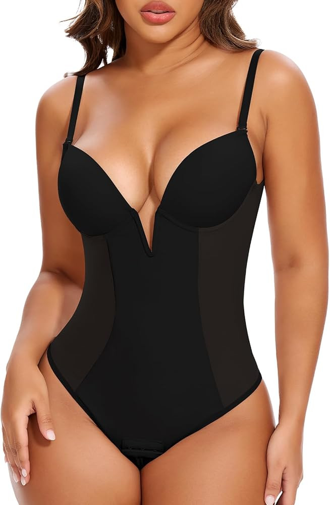 JOYSHAPER Shapewear Bodysuit with Built in Bra for Women Tummy Control Shapewear Plunge Bodysuits... | Amazon (US)