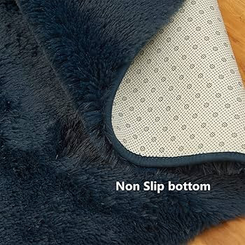 AMTOVO Shag Area Rugs for Bedroom, Navy Blue Fluffy Rug Plush Living Room Carpet 8 x 10 Feet, Ind... | Amazon (US)