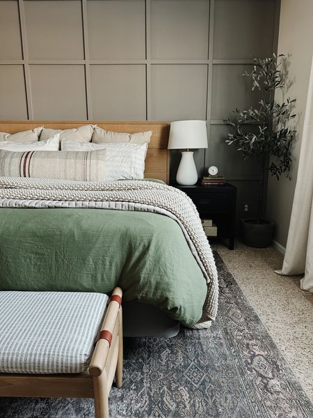 Our master bedroom rug is on sale today! Amber Lewis x Loloi Georgie Collection in Salmon/Moss

Size: 7'6" x 9'6" for only $125!!

Cream throw blanket, grey quilt, olive duvet, bedroom throw pillows, target home finds, Amazon home finds, faux olive tree, black nightstand, white ceramic lamp, studio McGee, end of bed ottoman, home decor, neutral bedroom

#LTKstyletip #LTKhome #LTKsalealert