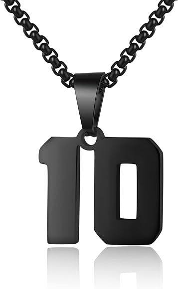 Number Necklace for Boy Black Athletes Number Stainless Steel Chain 00-99 Number Charm Pendant Pe... | Amazon (US)