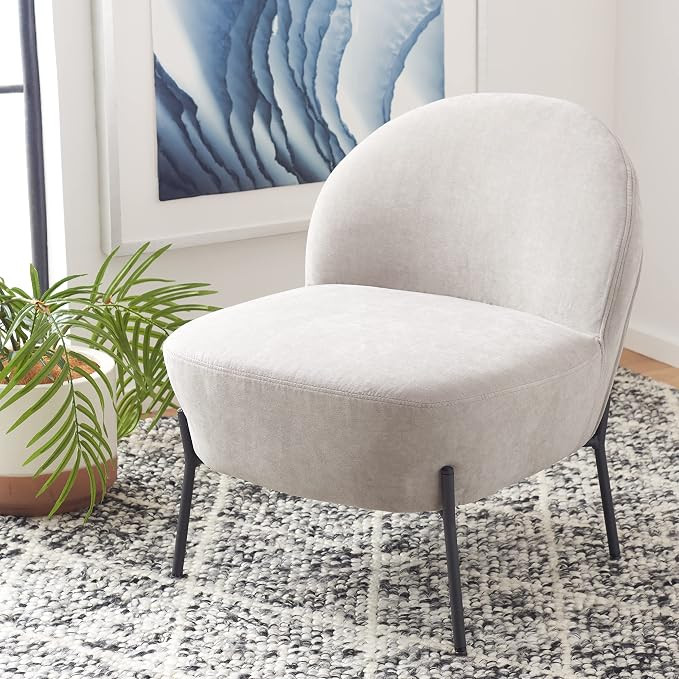 Safavieh Home Collection ACH5101 Chair, Light Grey/Black | Amazon (US)