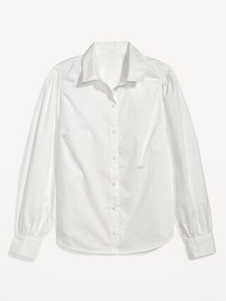 Long-Sleeve Smocked Cotton-Poplin Shirt for Women | Old Navy (US)