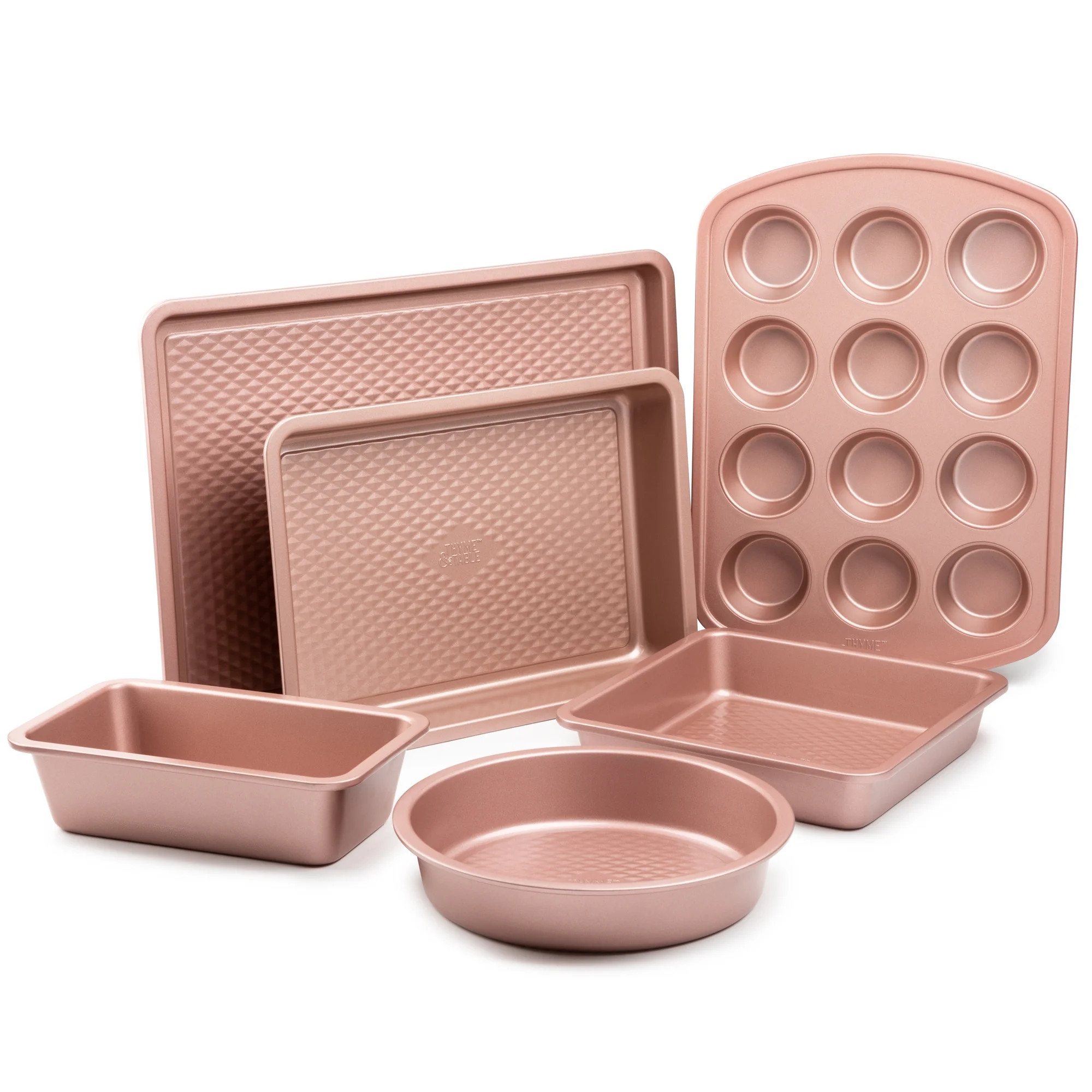 Thyme & Table Non-Stick Aluminized Steel Baking 6pc Set, Rose Gold | Walmart (US)
