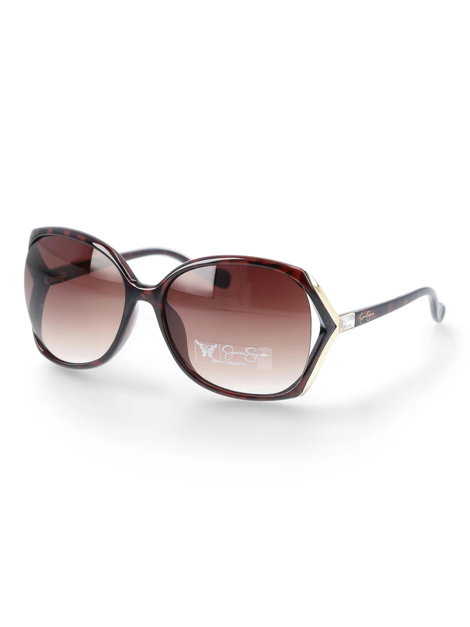 Jessica Simpson Women's Plastic Vented Glam Sunglasses, Tortoiseshell-Tone | Walmart (US)