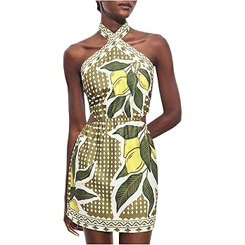 MakeMeChic Women's Boho Mini Dress Summer Beach Vacation Halter Dresses Floral Sundress | Amazon (US)