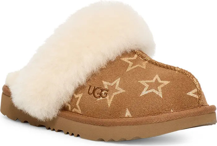 Kids' Cozy II Iridescent Stars Genuine Shearling Slipper | Nordstrom