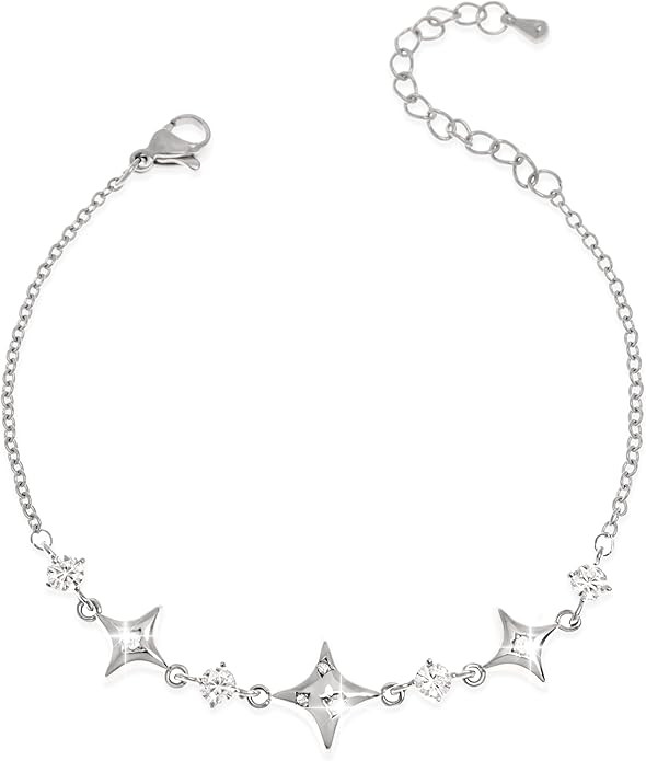 Dainty Gold Silver Flower Star Bow Butterfly Bracelets for Women, Sparkly Adjustable Slider Chain... | Amazon (US)
