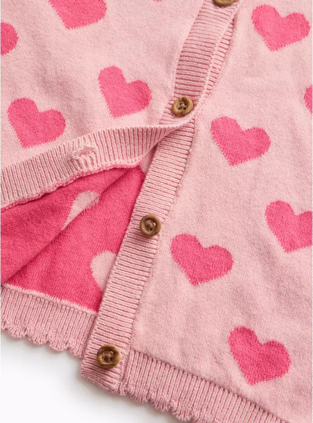 Pink Heart Print Knitted Cardigan & Leggings Set 12-18 months | Tu Clothing