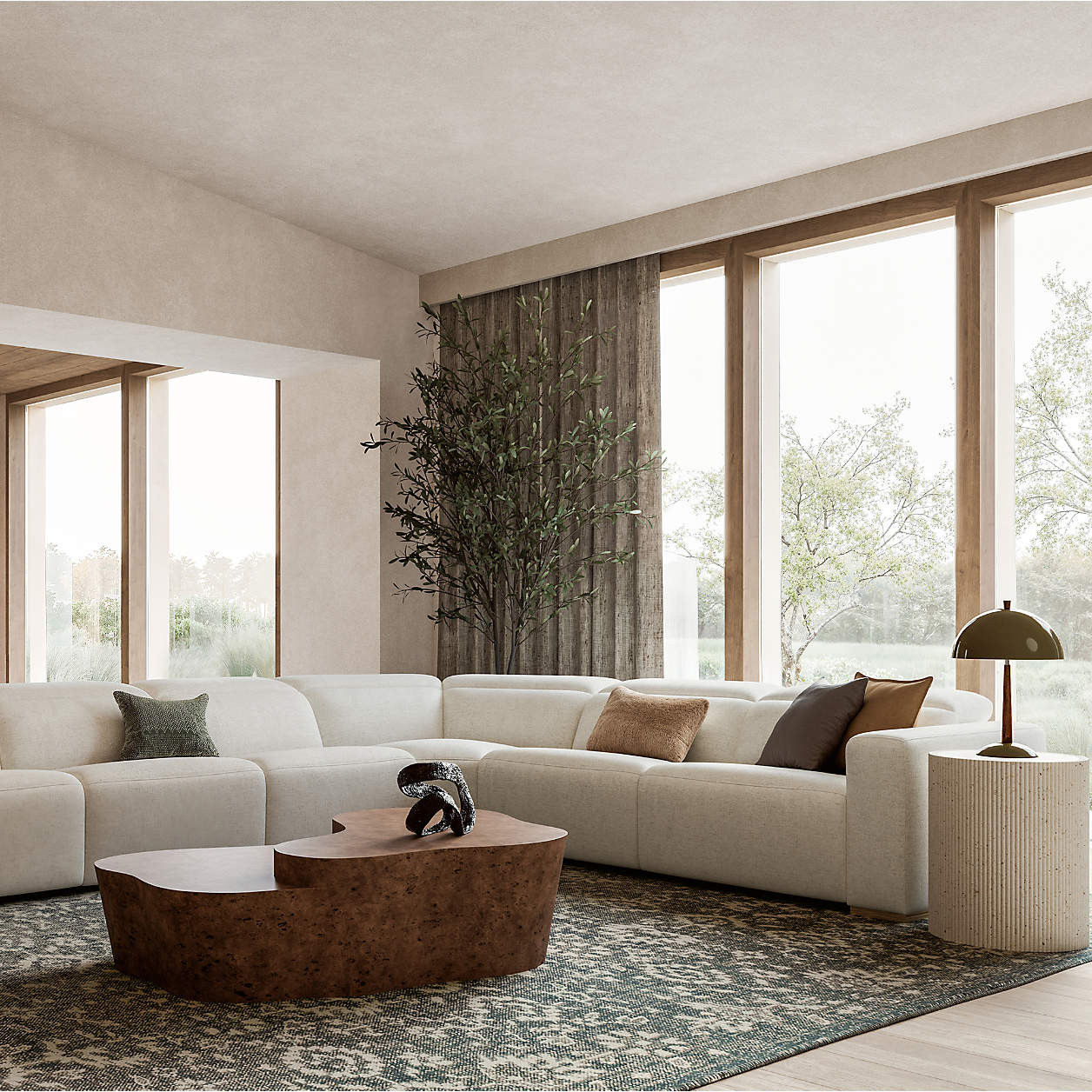 Mesa Oak Burl 55" Coffee Table | Crate & Barrel | Crate & Barrel