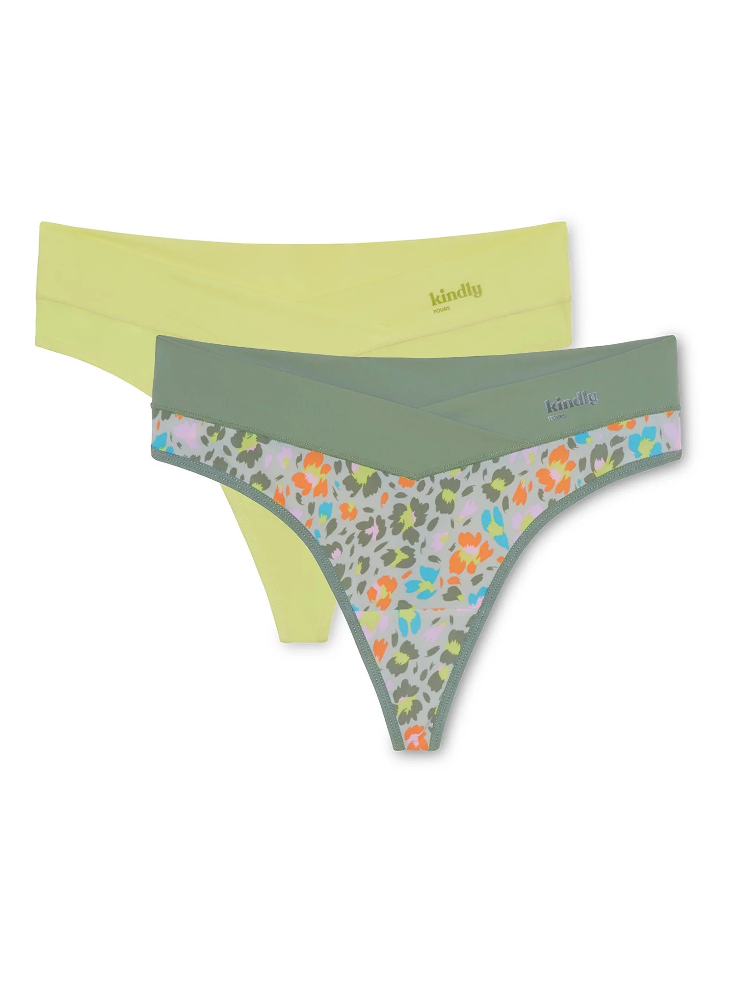 Kindly Yours Women's So Comfy Crossover Waist Thong Panties, 2-Pack - Walmart.com | Walmart (US)