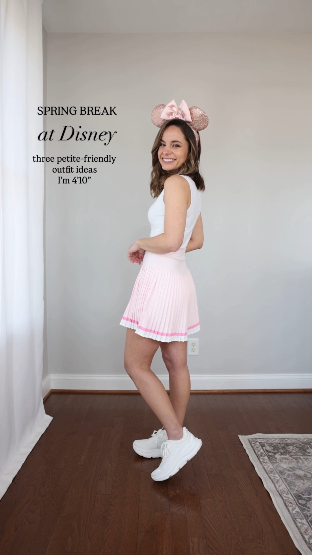If you’re heading to Disney for spring break, here are a few outfit ideas! 

Outfit 1
Tank top (Quince): xs 
Skort (Target): xs 
Sneakers (Hoka): tts 
Ears (Disney) 

Outfit 2 
Shorts (Athleta):  xxs 
Tank Top (Quince): xs 
Bag (Quince) 
Sneakers (Hoka): tts  
Ears (Disney @ parks)

Outfit 3 
Tank top (Albion Fit): xs 
Skort (Amazon): xs 
Sneakers (Hoka): tts
Ears (Disney @ parks) 

#LTKPetite #LTKTravel