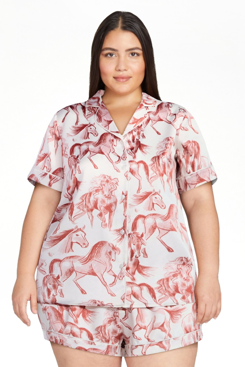 Joyspun Women’s Stretch Satin Short Sleeve Top and Shorts Pajama Set, Sizes XS-3X | Walmart (US)